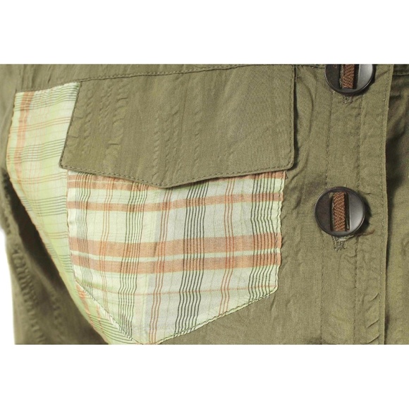 VASSALLI Green & Plaid Patchwork Cropped Jacket Italian Made Size 6 - Picture 5 of 5